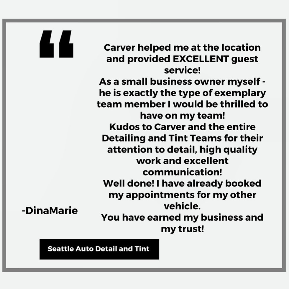 Seattle Auto Detail and Tint Facebook ad: Excellent Guest Service…