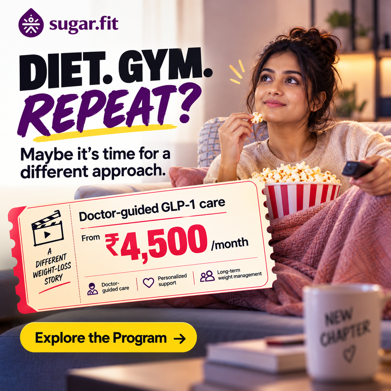 GLP Program By Sugar.Fit Facebook ad: Start your Weight Loss Journey