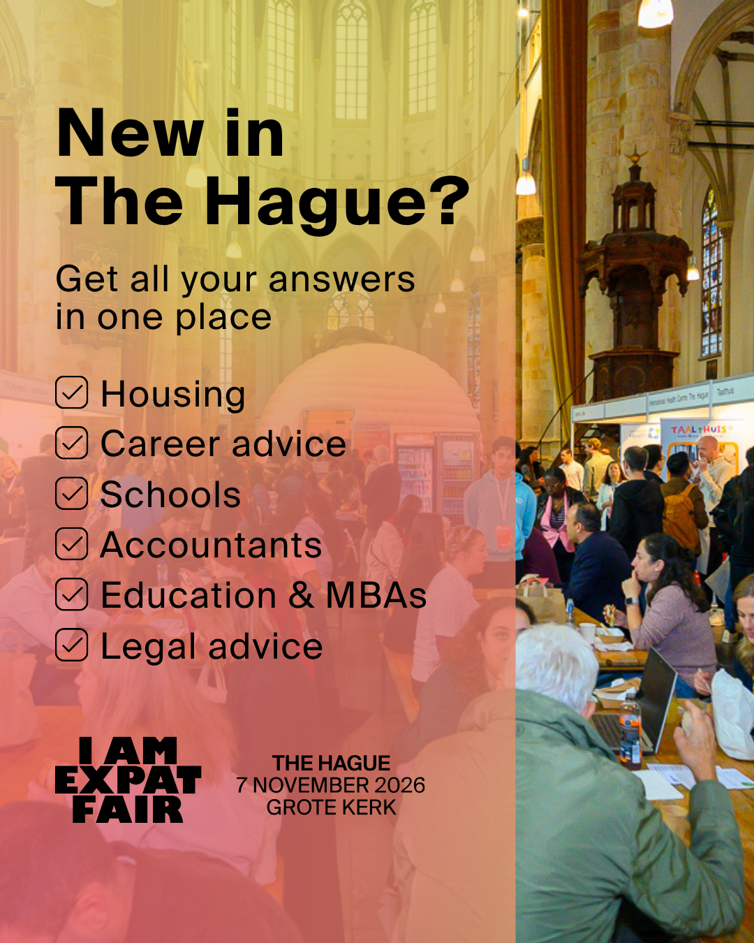 IamExpat in the Netherlands Facebook ad: IamExpat Fair The Hague 2026