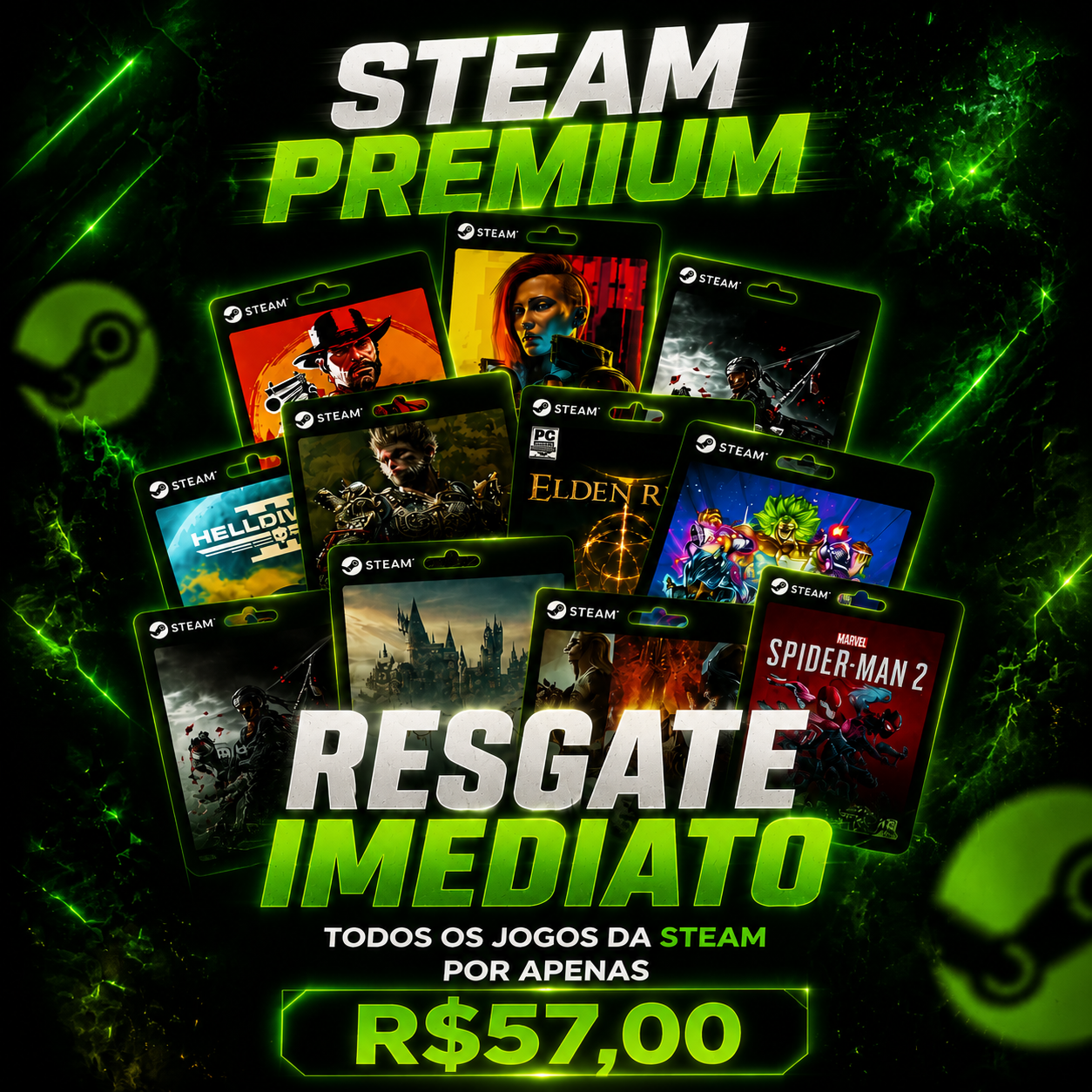 Steam Premium Launcher Facebook ad: JOGOS SEM LIMITES