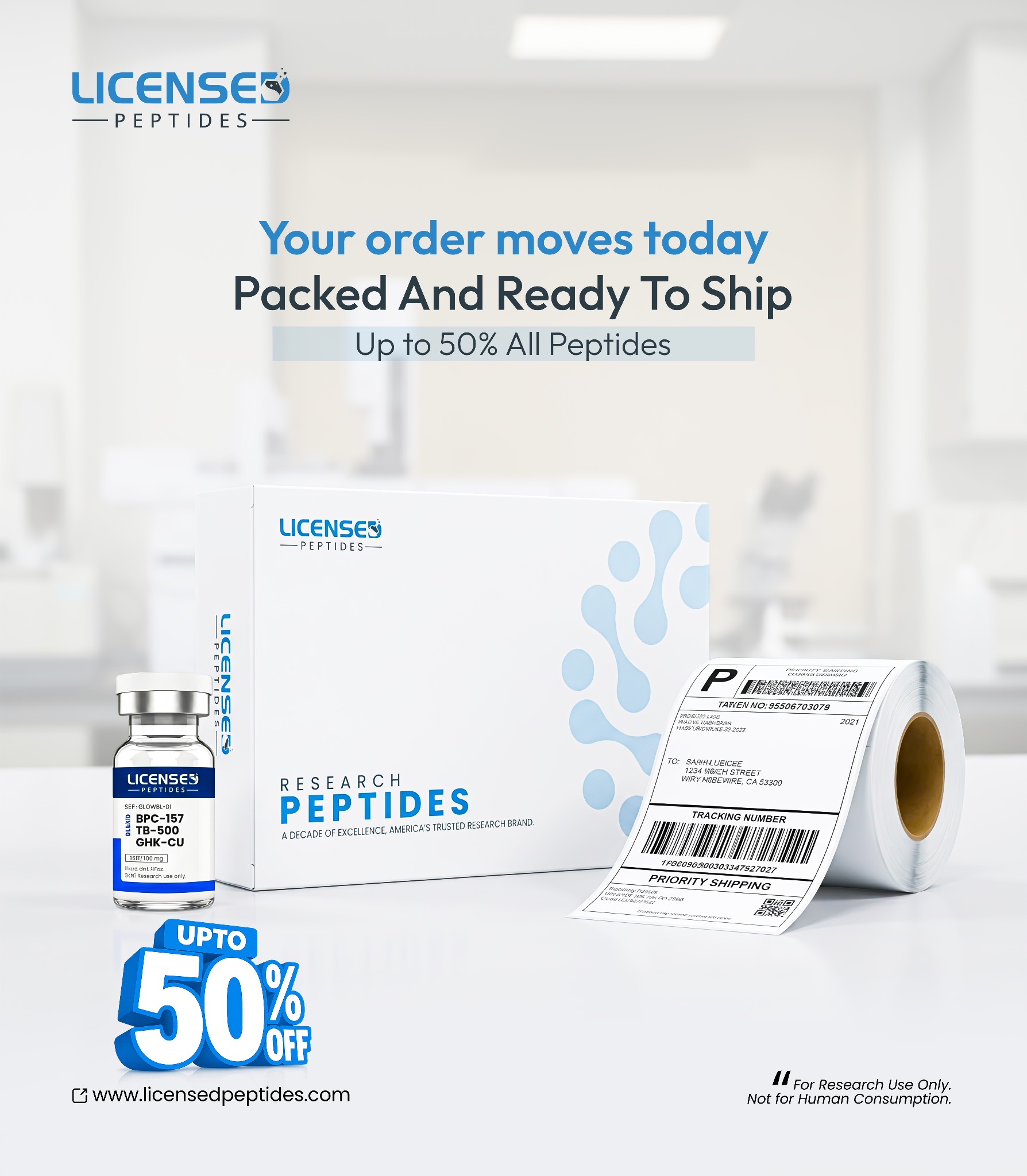 LicensedPeptides.com Facebook ad