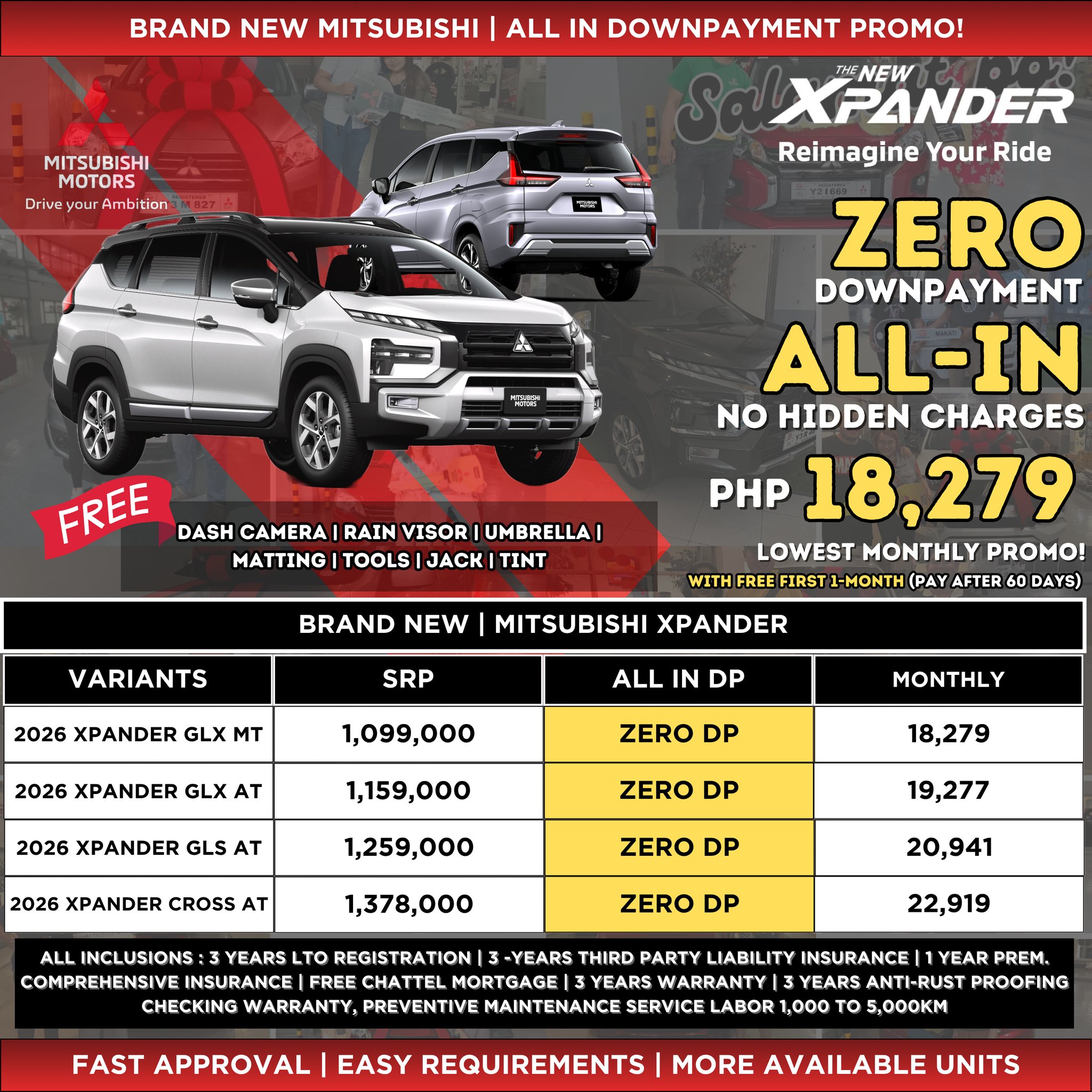 Mitsubishi Citimotors Makati Deals Facebook ad: FAST APPROVAL! LOWEST DOWNPAYMENT!