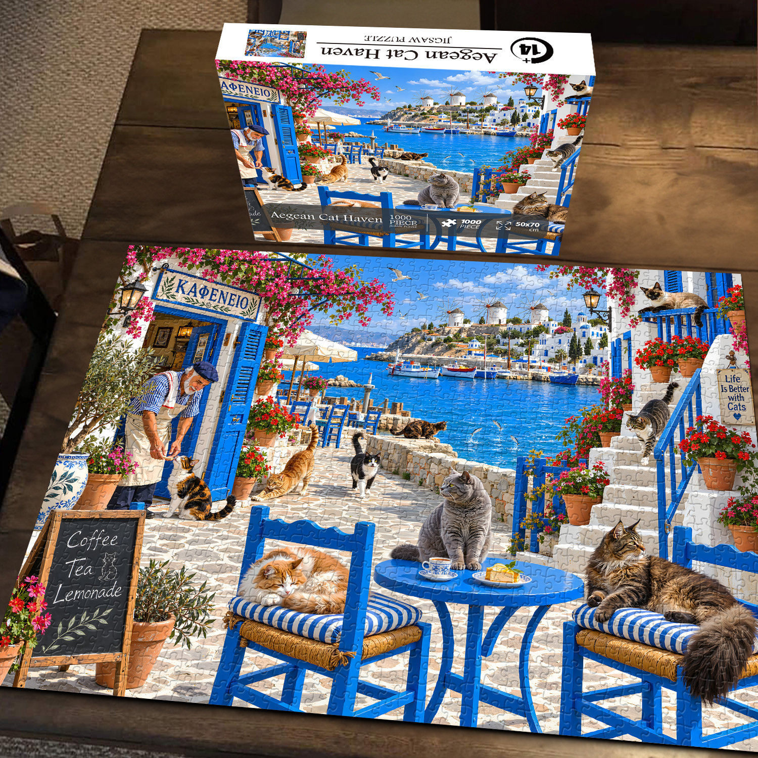 Bboldin Facebook ad: Aegean Cat Haven Jigsaw Puzzle 1000 Pieces