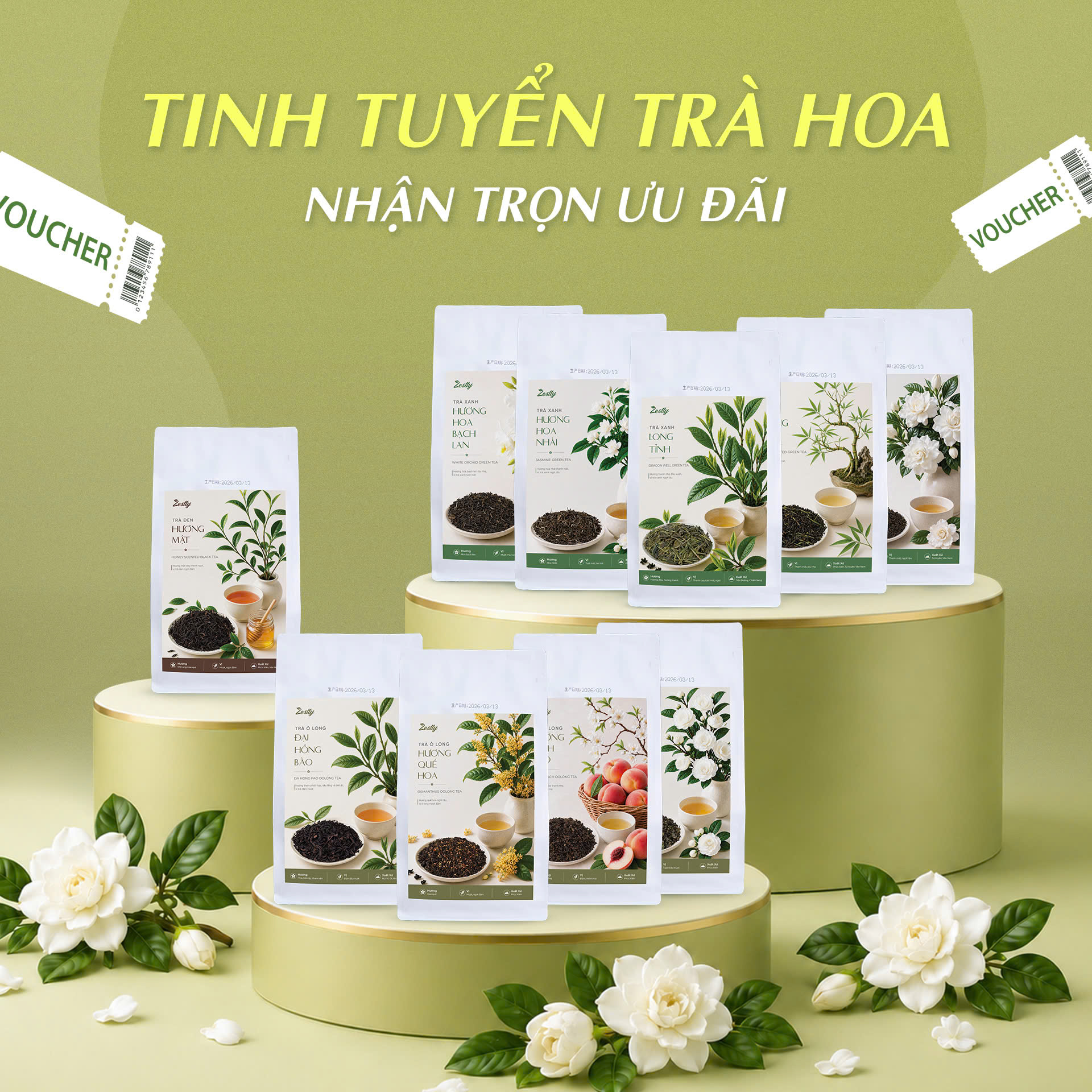 Trà Hương Hoa Zestty Facebook ad: Ưu Đãi 10% | Trọn Bộ Trà hương…