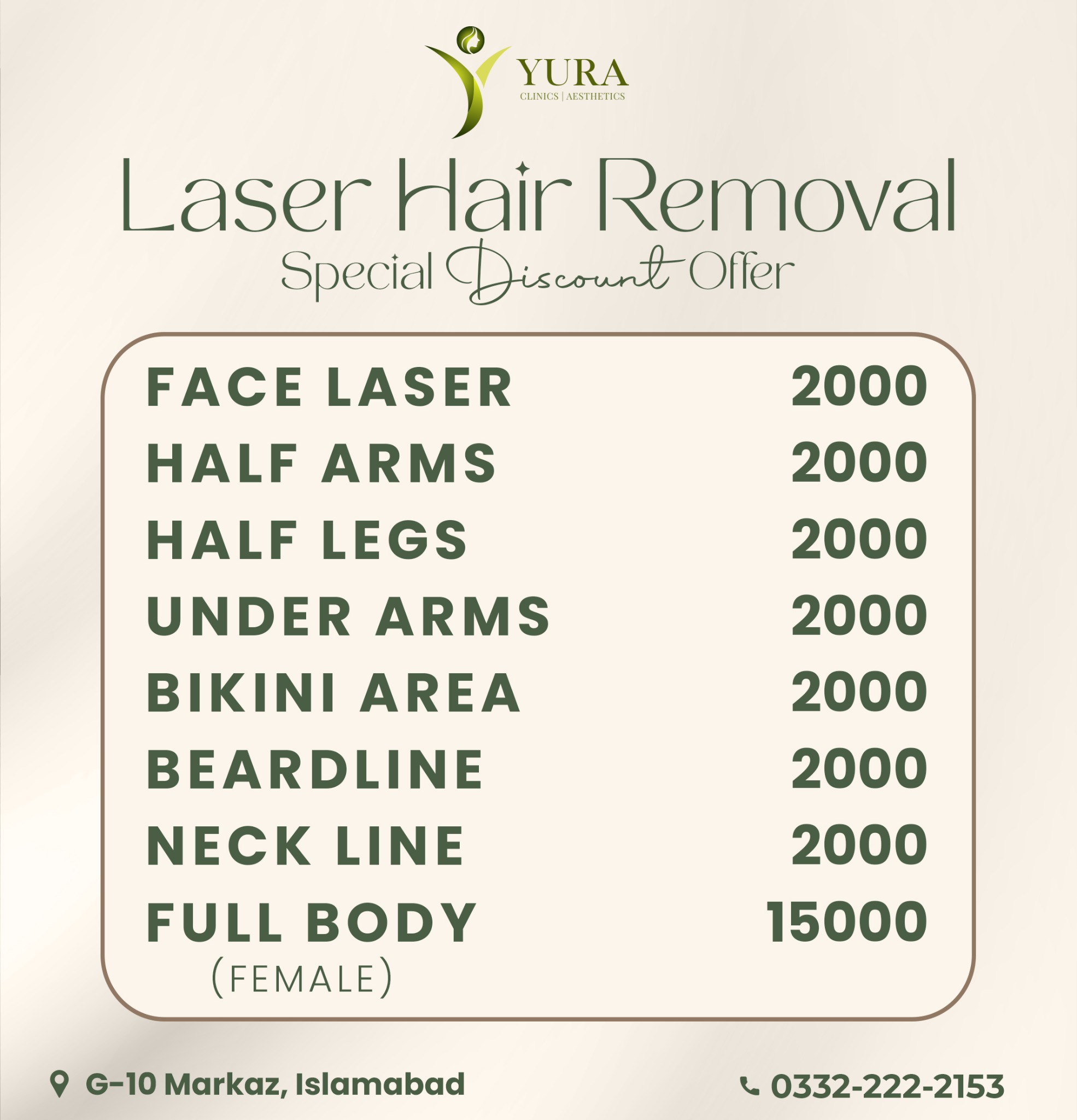 Yura Clinics Facebook ad: Special Discount