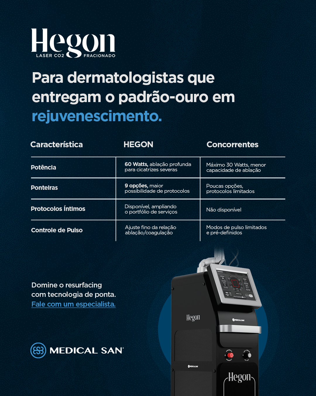 Medical San Facebook ad: Fale com um especialista e conheça o Hegon de perto.