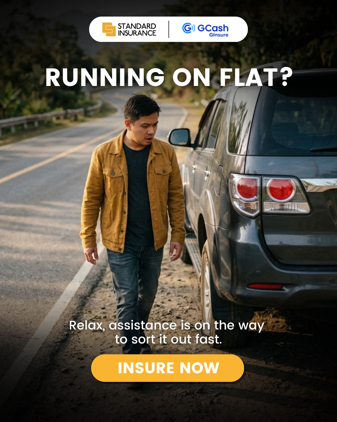 Standard Insurance's Corporate Insurance Solutions Facebook ad: Standard Insurance includes 24/7 roadside assistance.