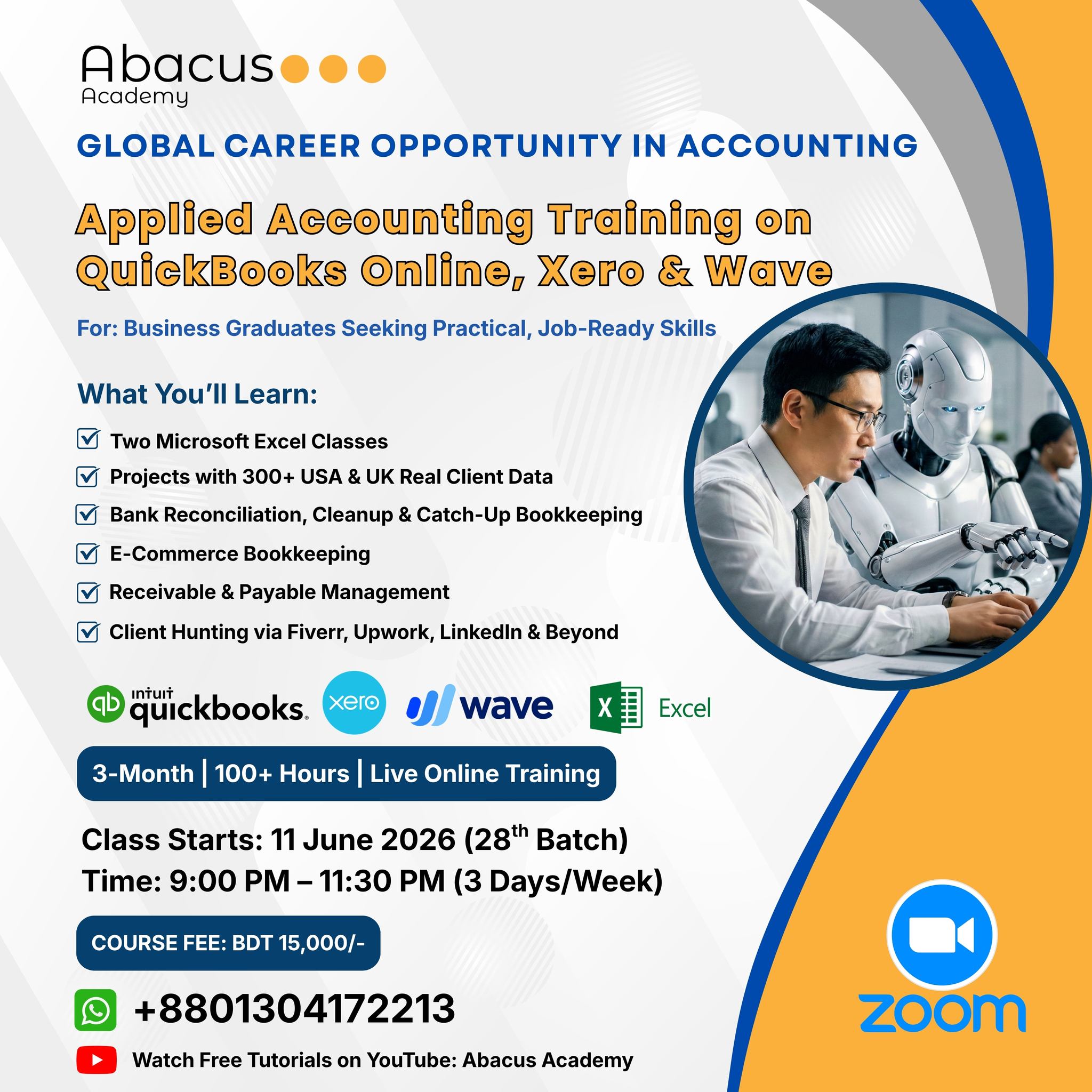 Abacus Academy Facebook ad: Accounting & Finance পেশাজীবী এবং Business Studies…