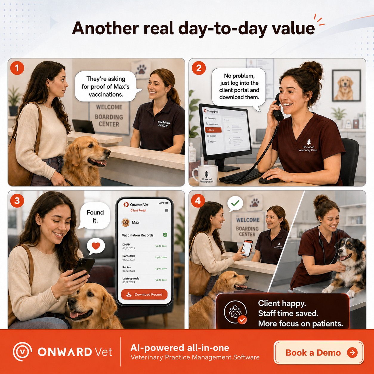Onward Vet Facebook ad: Pet Boarding Check-In Just Got Easier