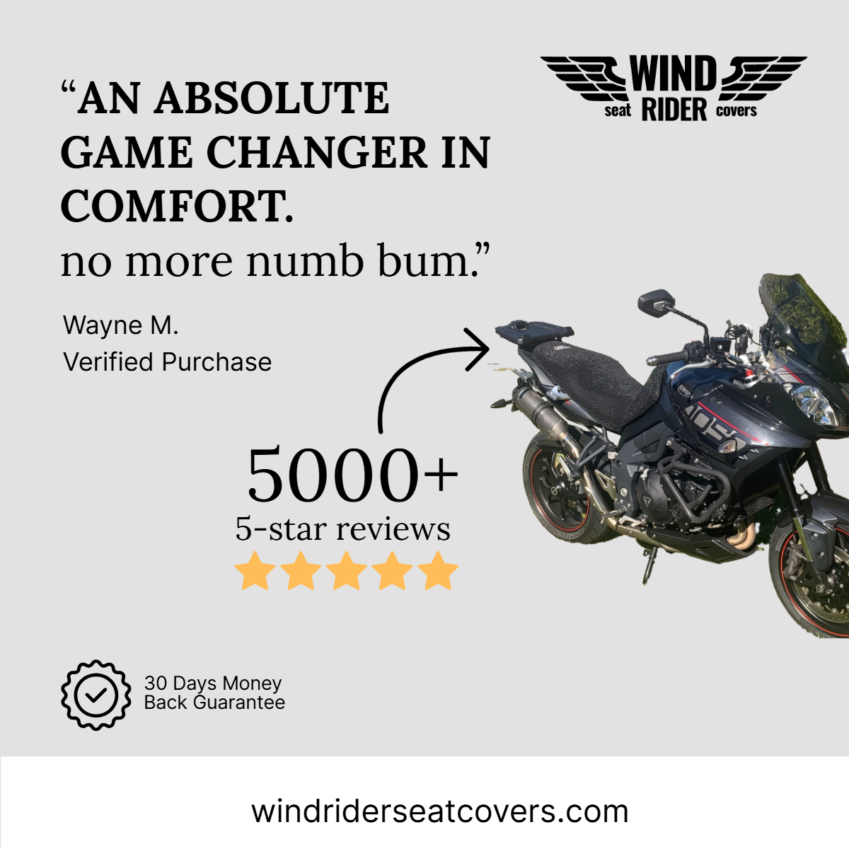 Wind Rider Seat Covers Facebook ad: Make Every Ride Cooler, Drier & More Comfortable