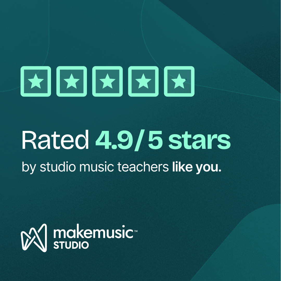 MakeMusic Studio Facebook ad: One app for music teachers.