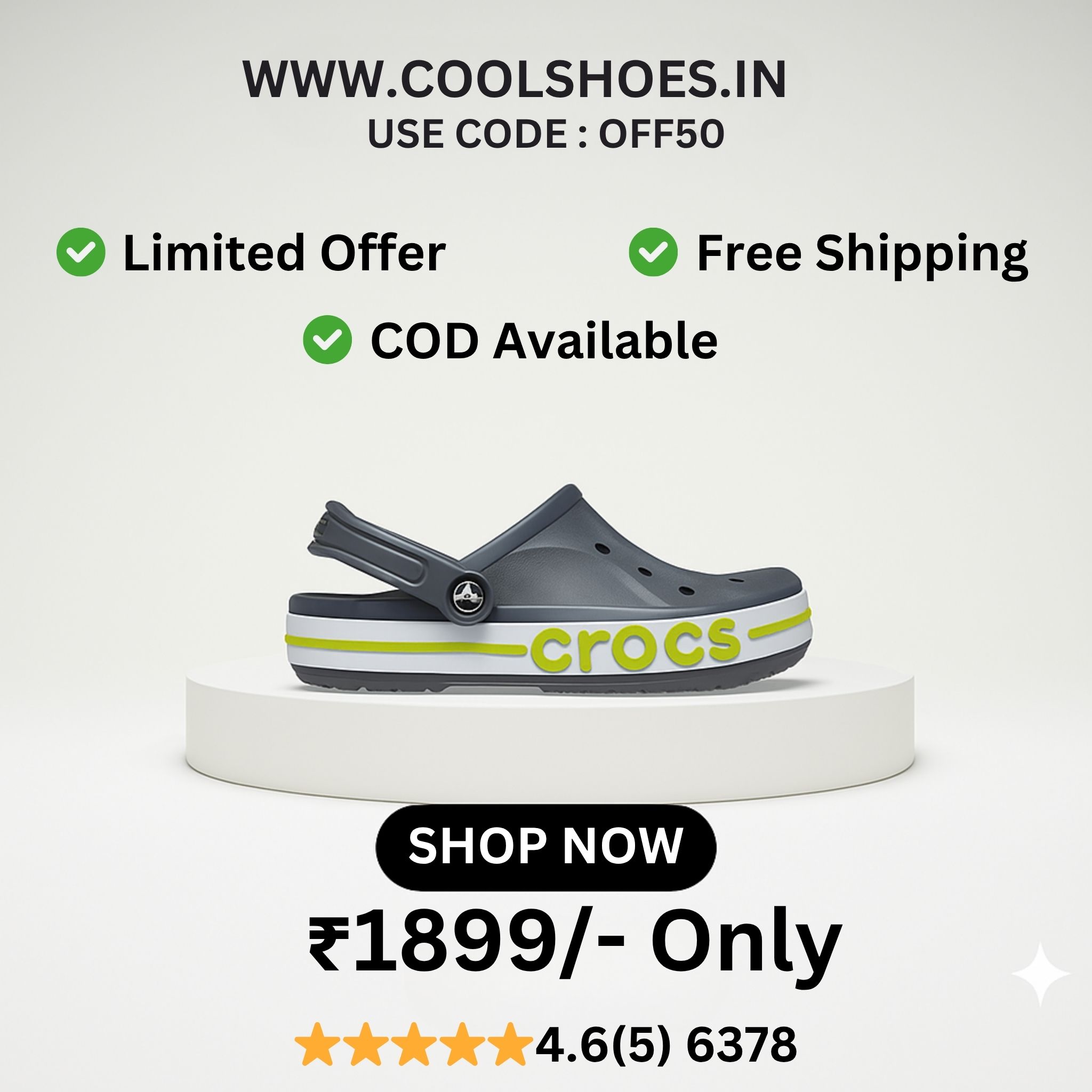 Coolshoes.in Facebook ad: Sporty look, superior comfort, meet the Crocs Bayaband.
