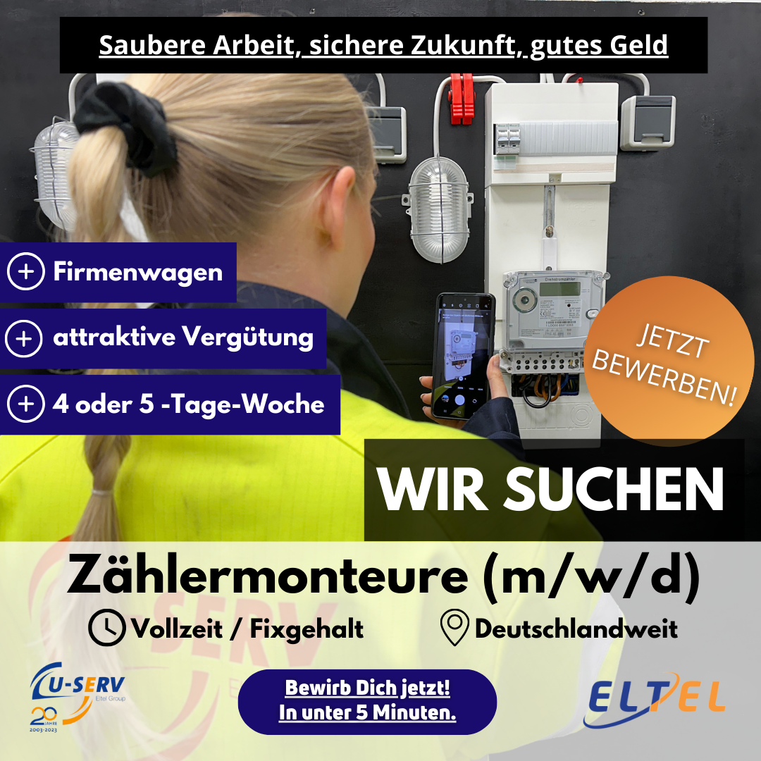 ELTEL Networks GmbH - U-Serv Facebook ad: Bewirb dich jetzt in unter 5 Minuten.