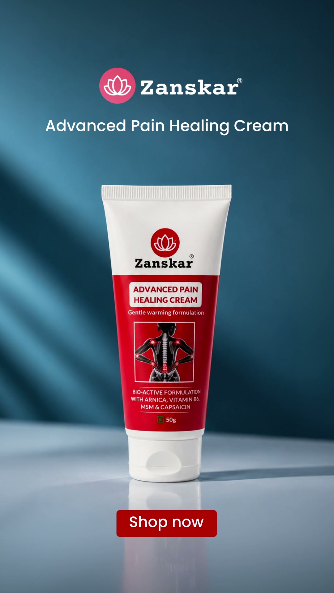 Zanskar: Muscle & Joint Relief Facebook ad: 6X Deeper Relief for Sciatica Pain