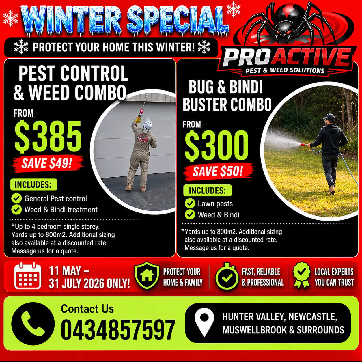 Proactive Pest And Weed Solutions Facebook ad: Learn more!