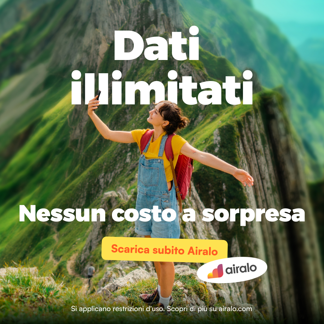 Airalo Global eSIM Store Facebook ad: Vai lontano. Rimani online.