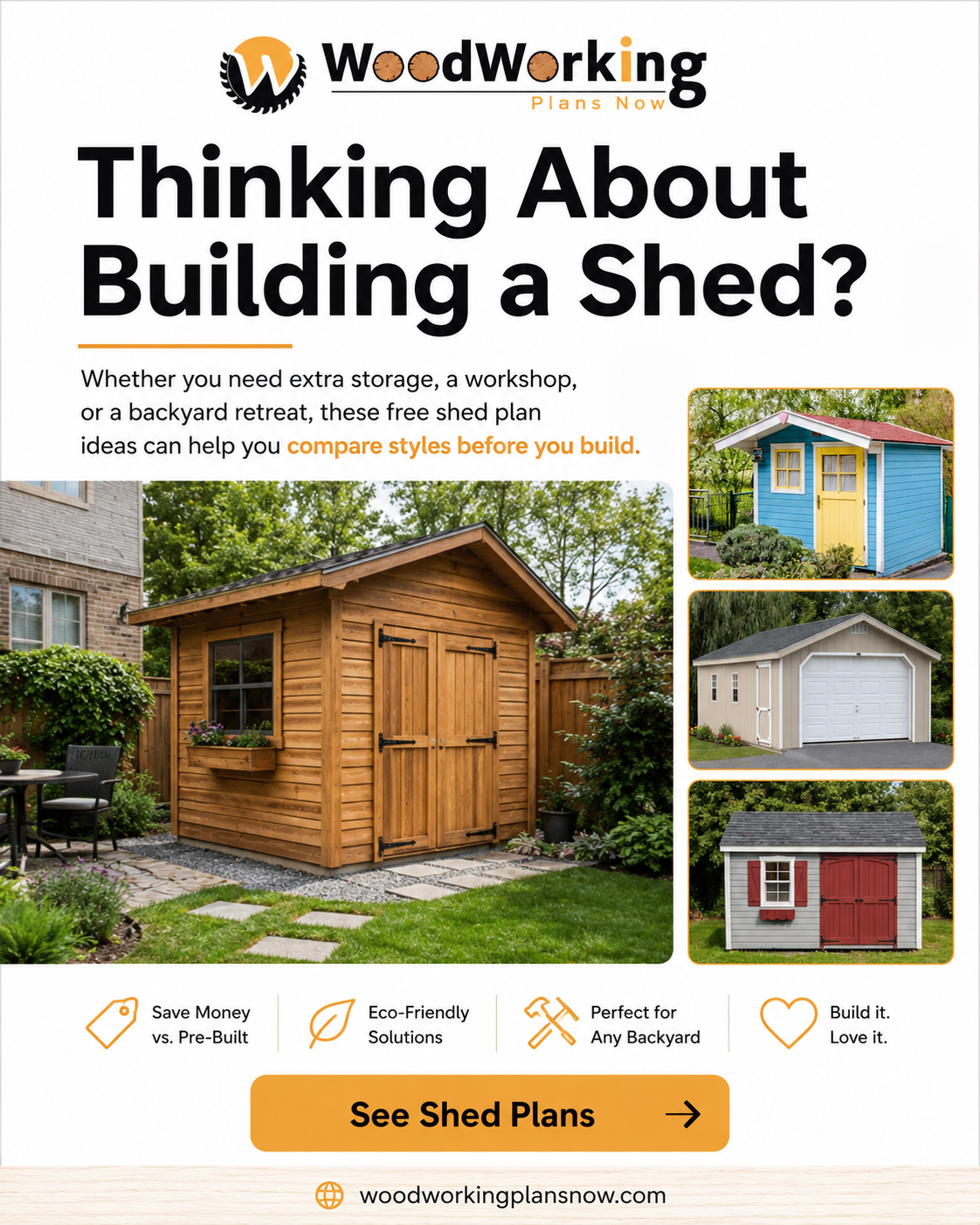 Woodworking Plans Now Facebook ad: Compare Shed Styles Before You Build