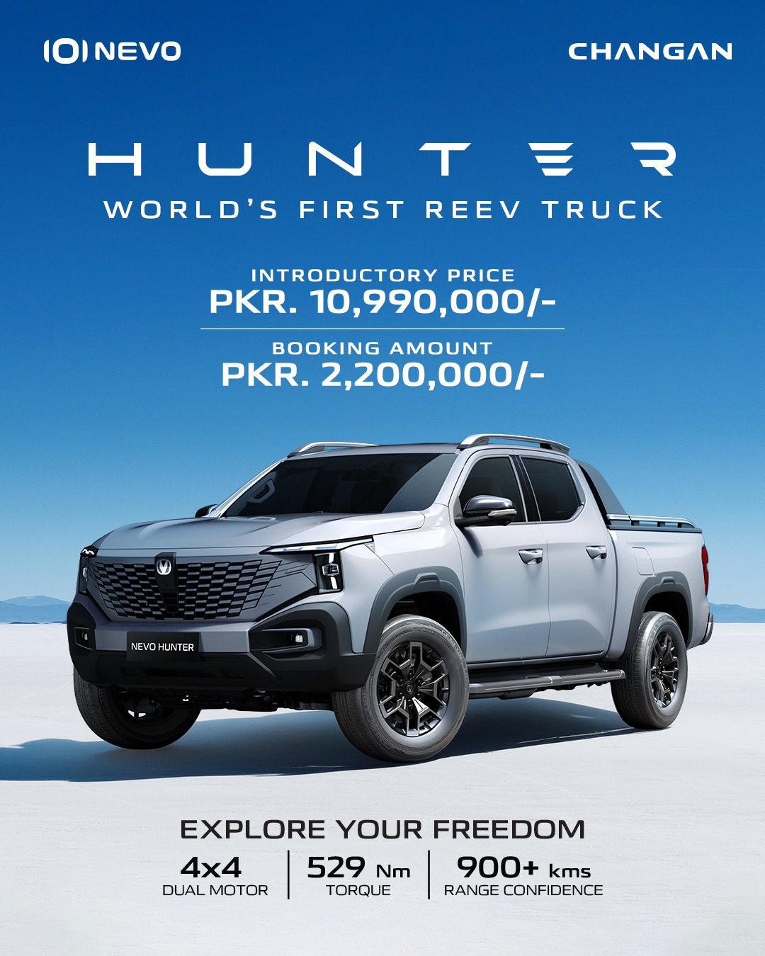 Changan Pakistan Facebook ad: Bookings are now open for the NEVO Hunter…