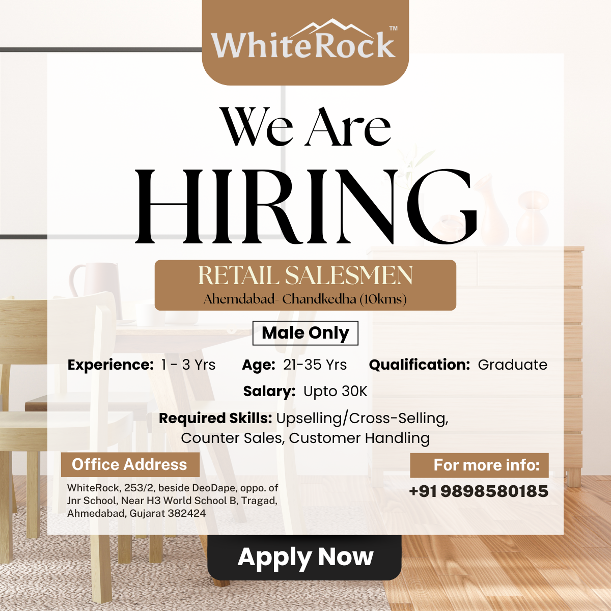 WhiteRock interior products Facebook ad: Join WhiteRock Team Today