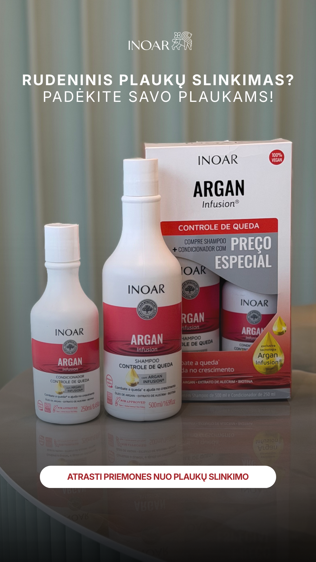 INOAR Lietuva Facebook ad: Vargina slenkantys plaukai?