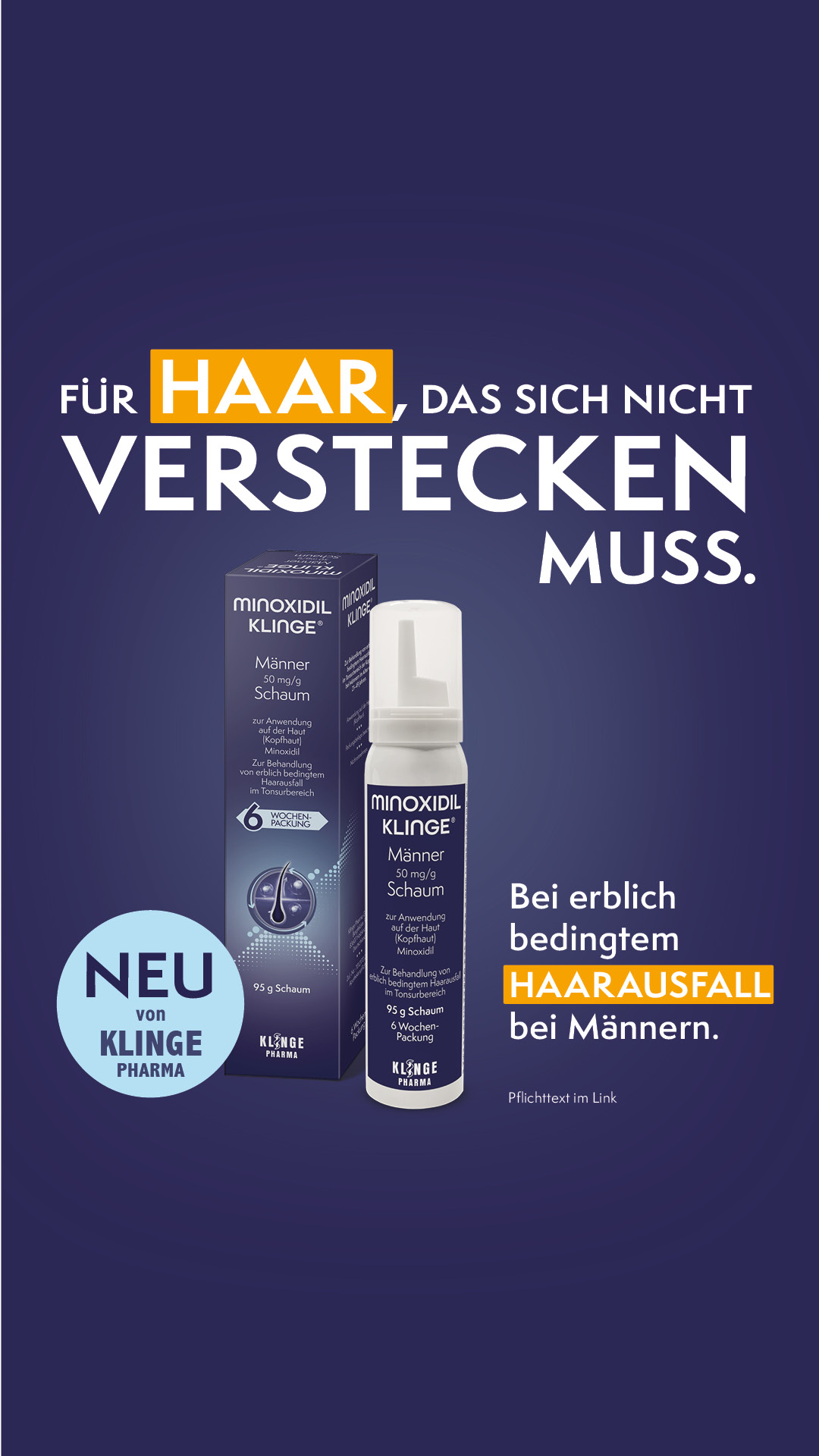 Minoxidil Klinge Facebook ad from May 1, 2026