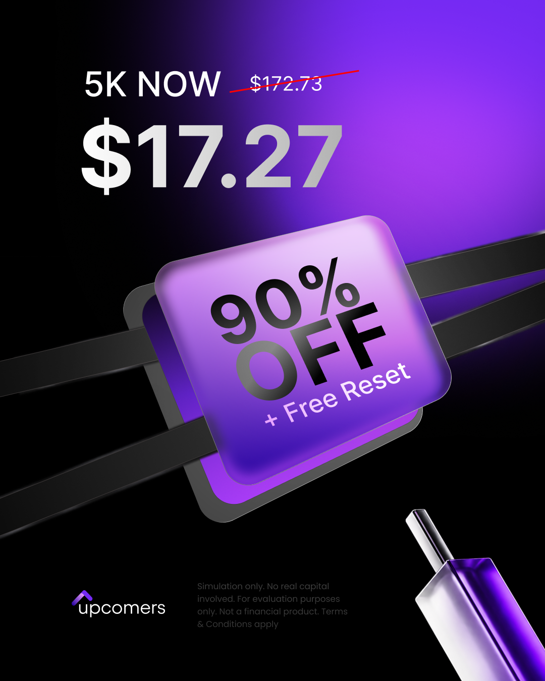 Upcomers.com Facebook ad: 90% OFF & 2 FREE