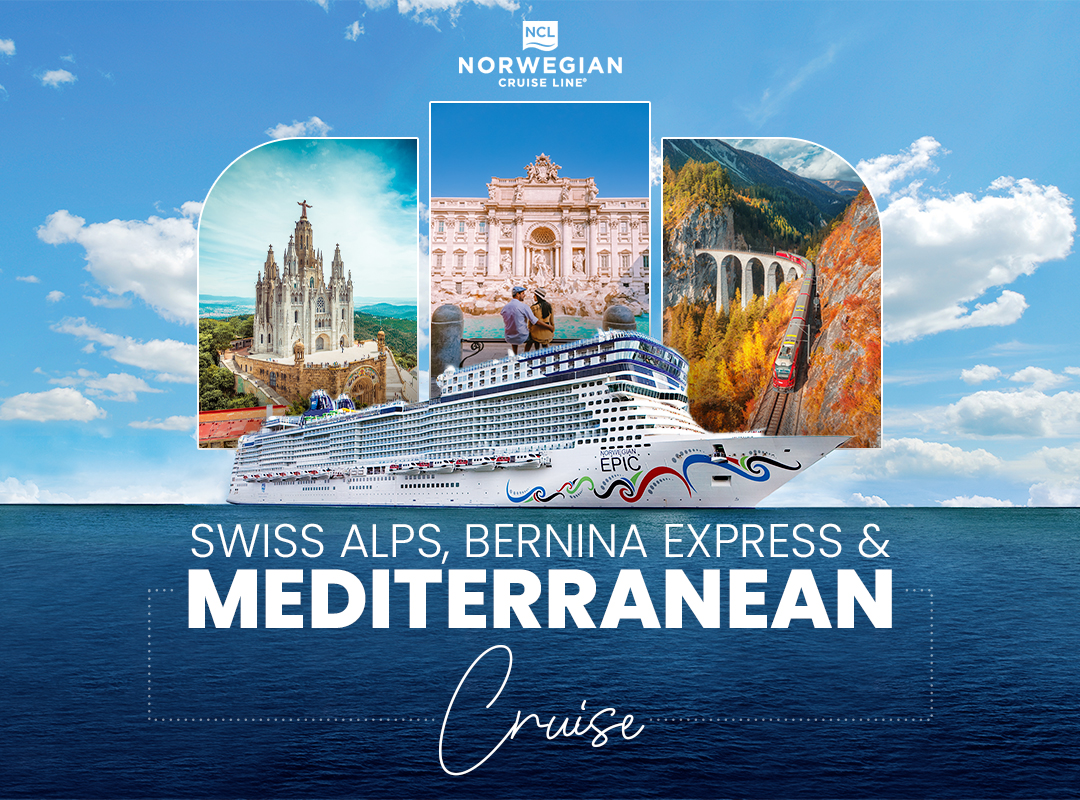 Travel Center Cruise Facebook ad: Swiss Alps + Mediterranean Cruise | One Epic Journey