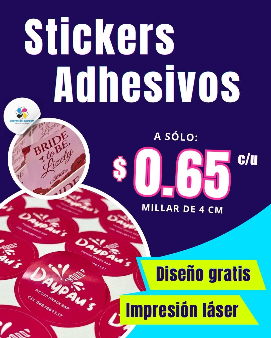 Impresos del Noroeste Facebook ad: Stickers Personalizados para tu Negocio