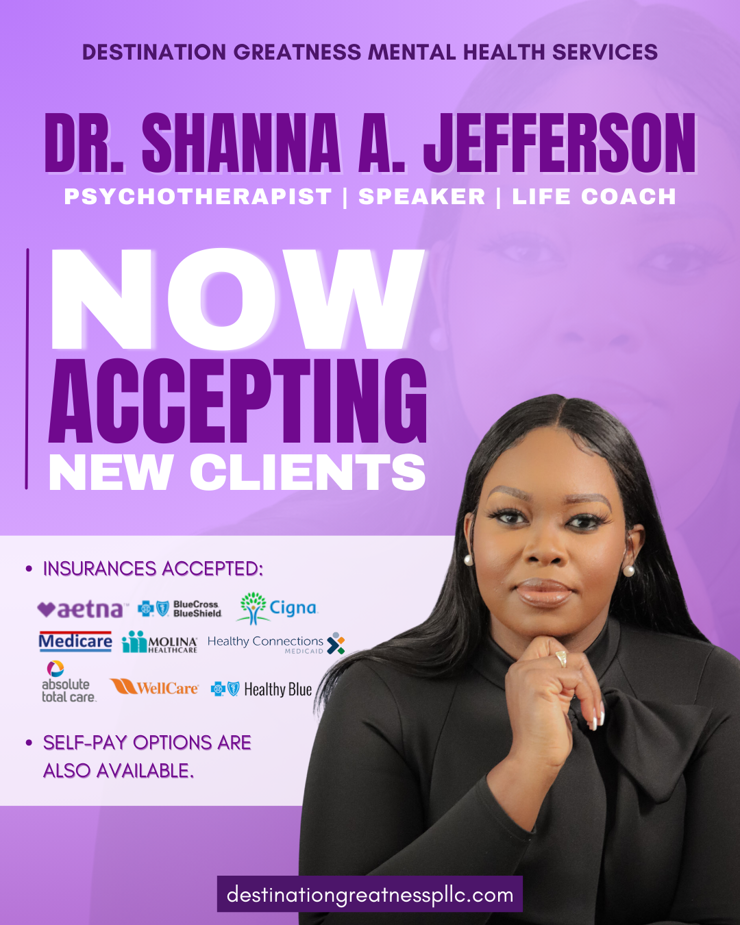 Destination Greatness Mental Health Services Facebook ad from Mar 17, 2025
