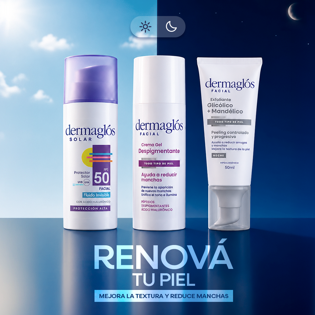 Dermaglós Facebook ad: ¿Manchas? ¡Esta es tu rutina!