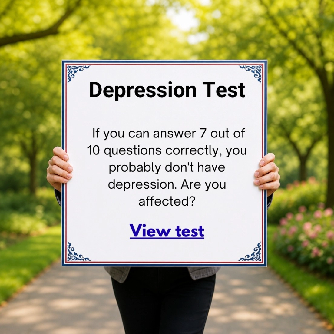 Curiosity Journal Facebook ad: Depression Test: Can You Answer 7 Out Of 10 Correctly