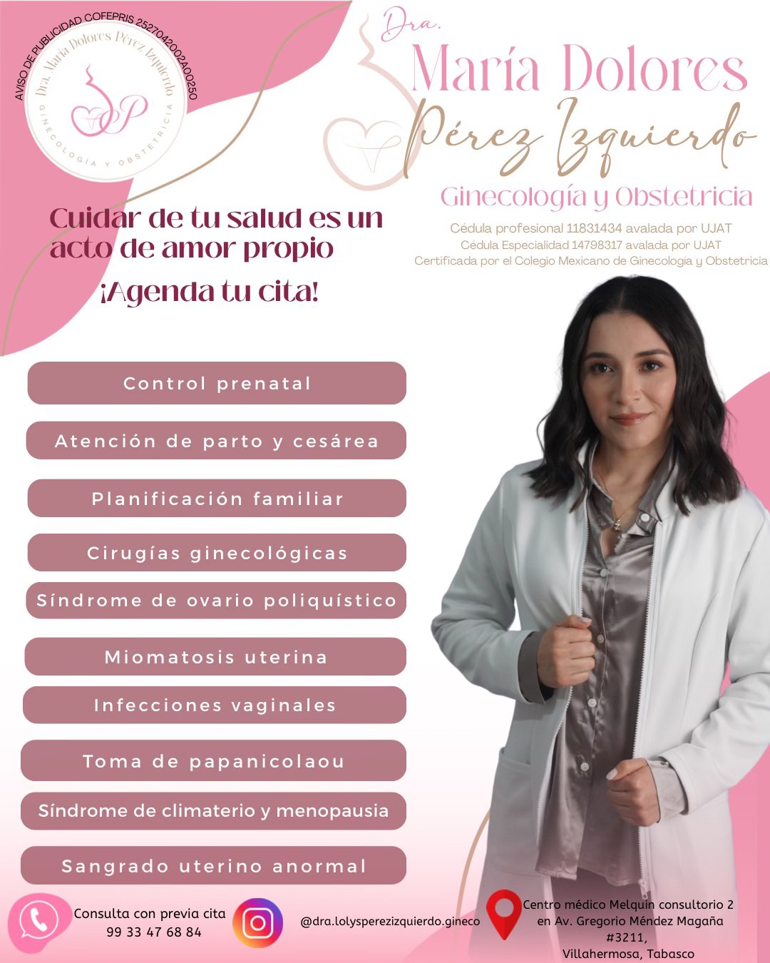 Dra. Lolys Pérez Izquierdo Ginecología y Obstetricia Facebook ad: Tu salud íntima es prioridad.