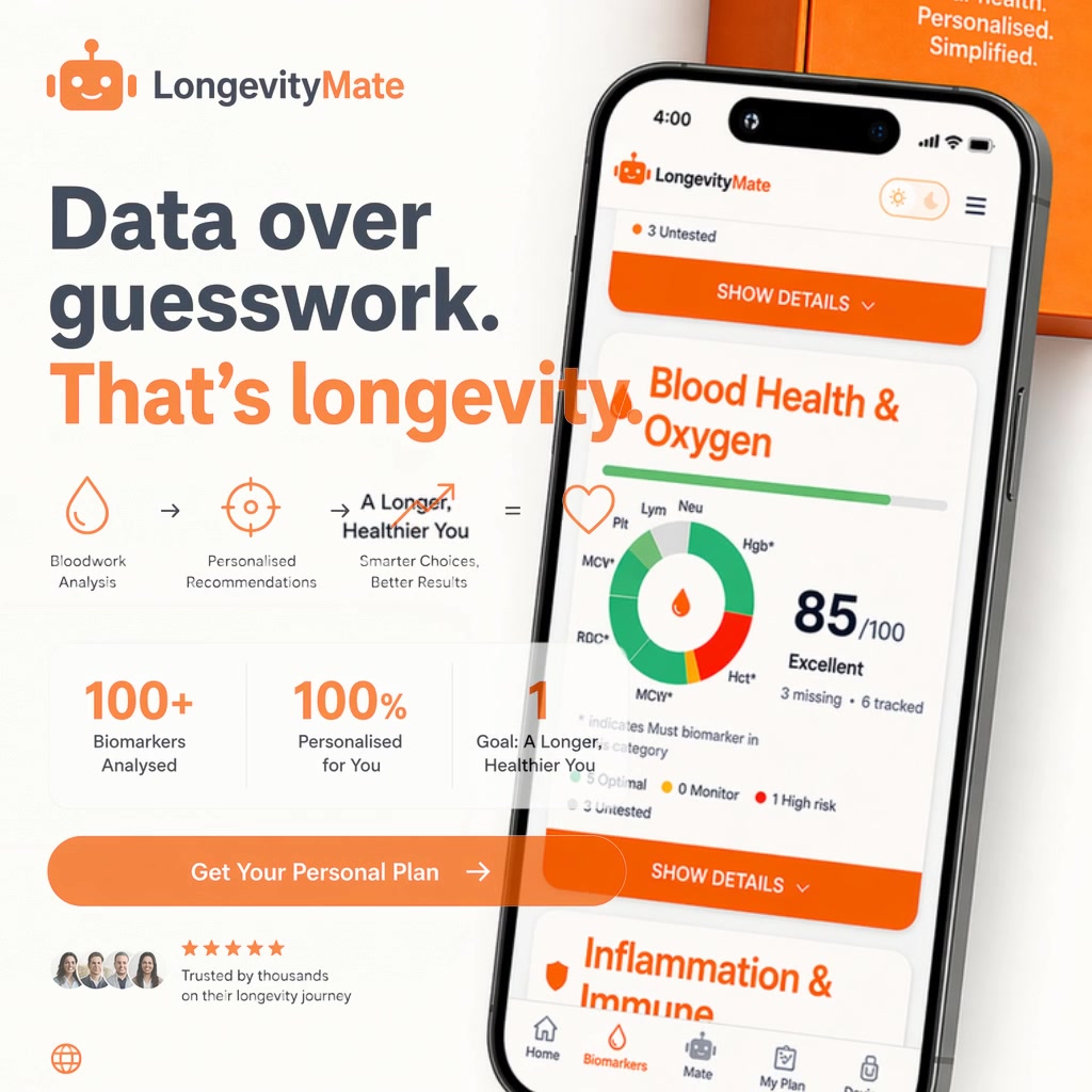 LongevityMate Facebook ad: Your AI Longevity Agent
