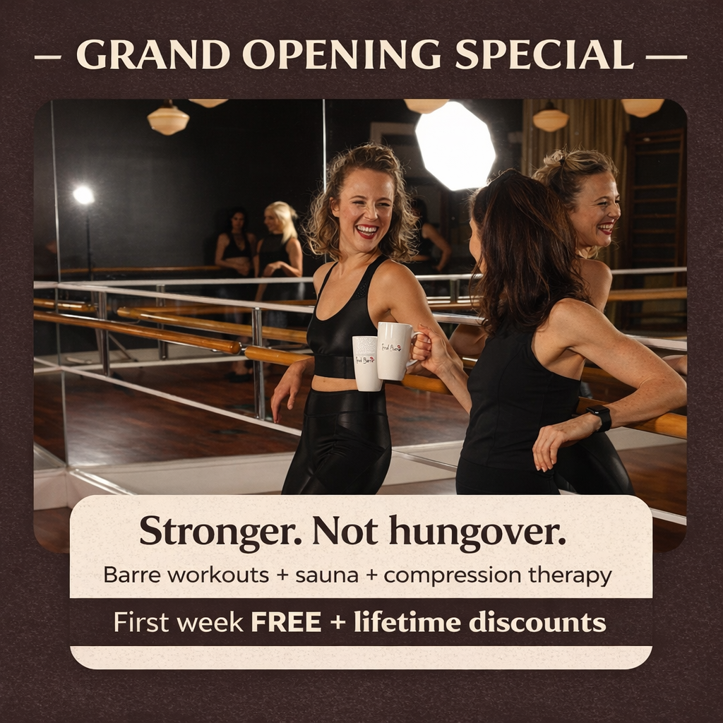 Local Barre Facebook ad: Lifetime Discounts + First Week Free