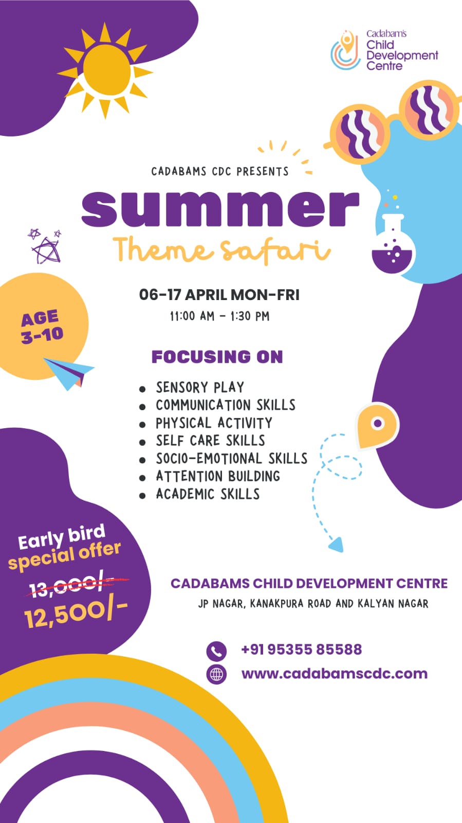 Cadabams Child Development Centre Facebook ad: While other camps focus on keeping kids busy…