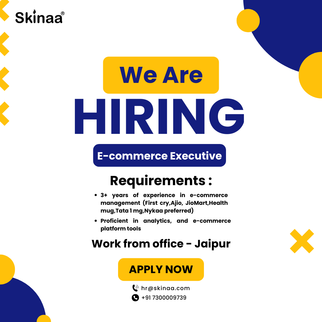 Skinaa Skincare Facebook ad: We’re Hiring, E-Commerce Executive
