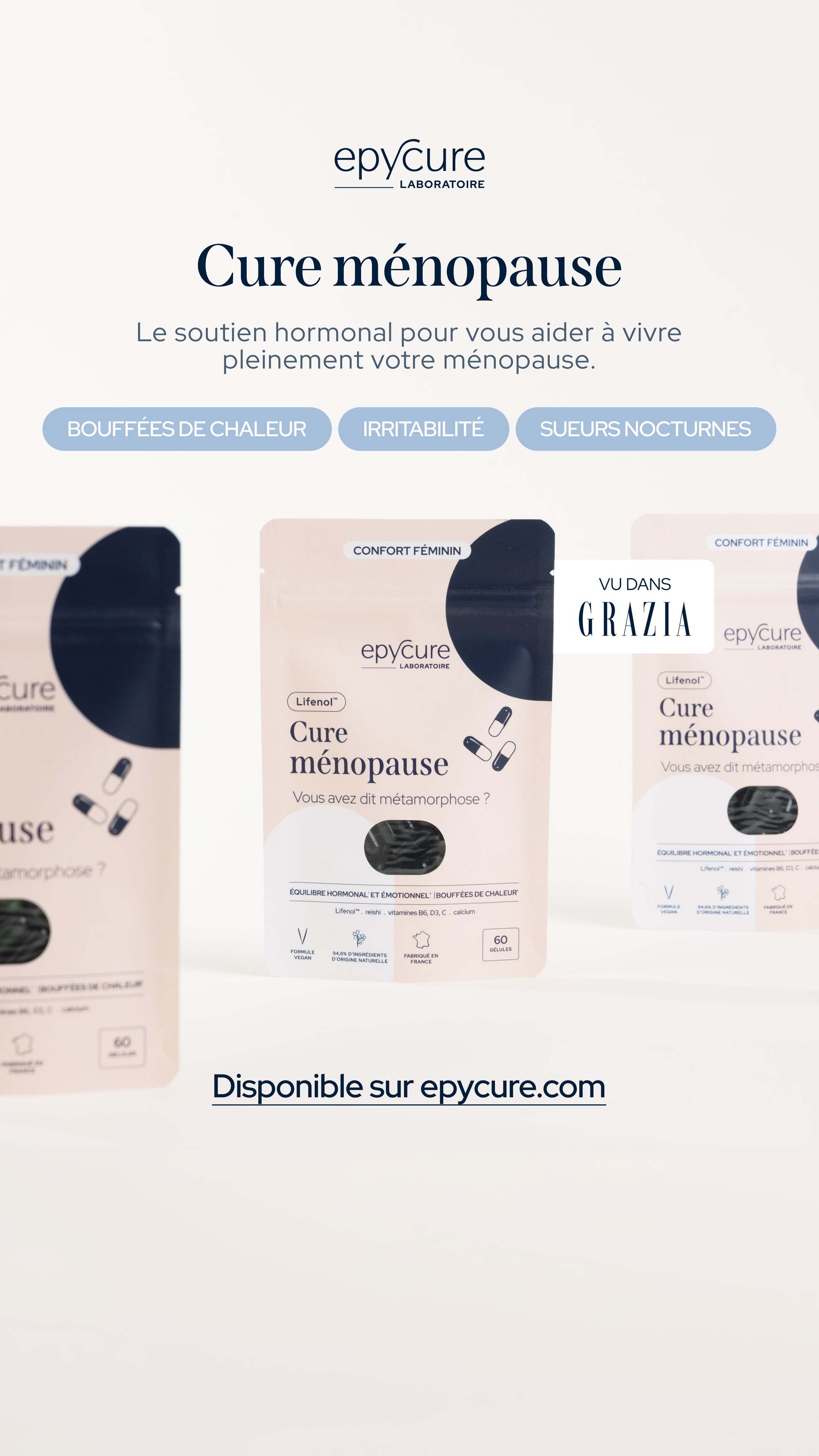 Epycure Facebook ad: 86% des femmes recommandent la Cure ménopause