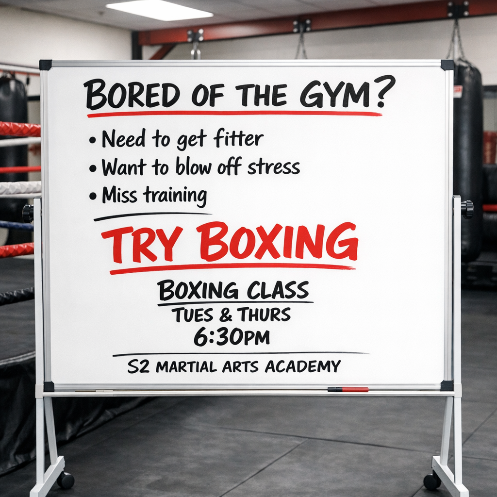 S2 Martial Arts Academy Facebook ad: Beginner Boxing Class