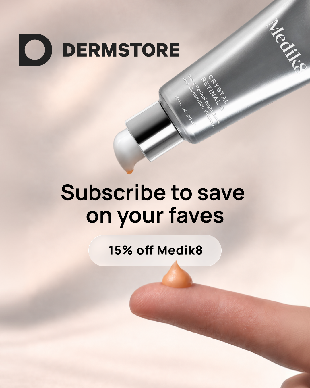 Dermstore Facebook ad: Never Run Out Again