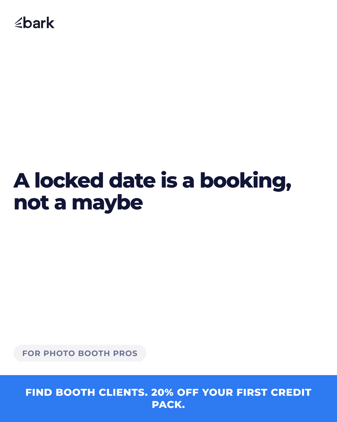 Bark.com Business Facebook ad: 20% off your first credit pack