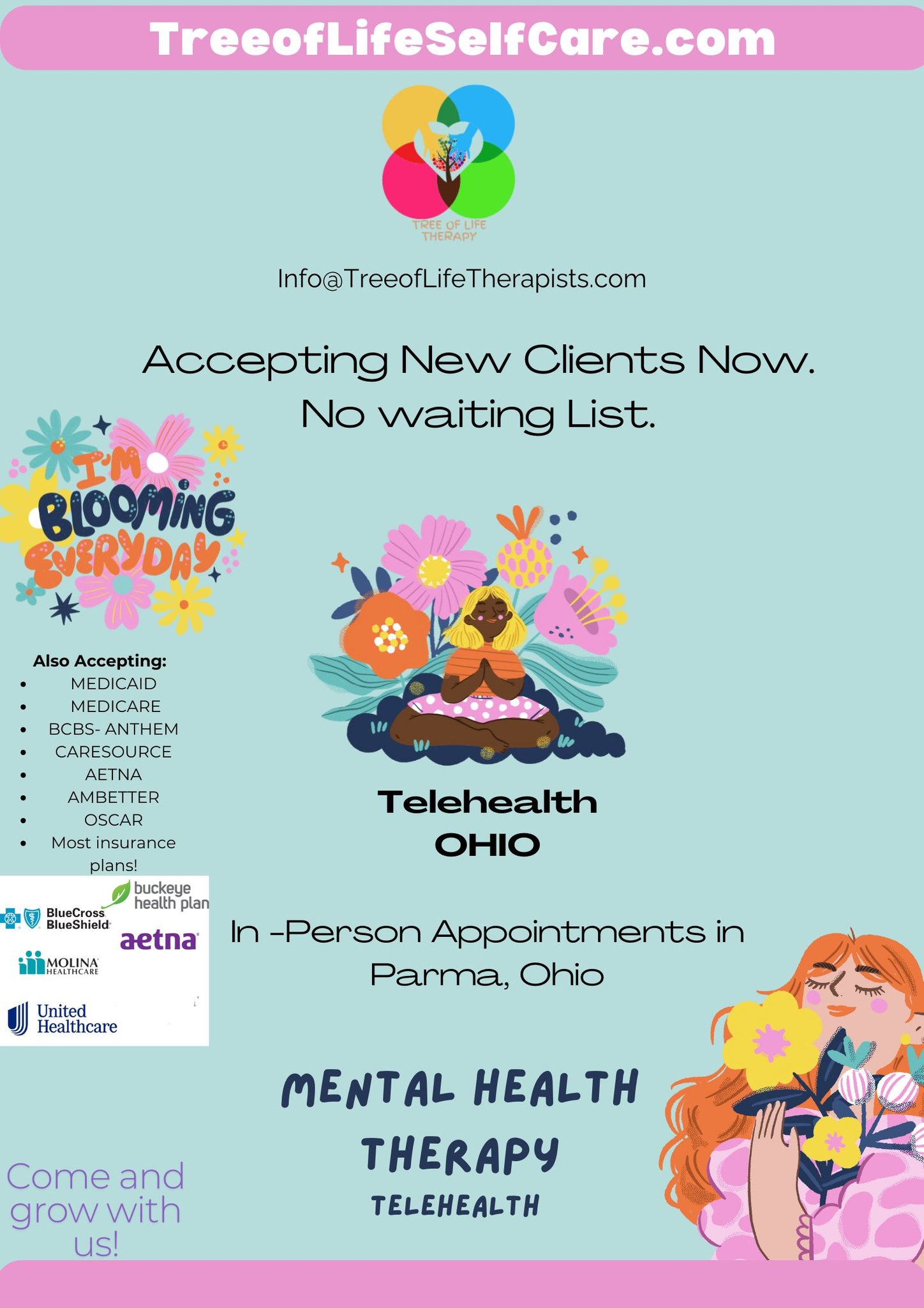 Tree of Life Therapy + Self-Care Facebook ad: OHIO - We are now welcoming new clients…