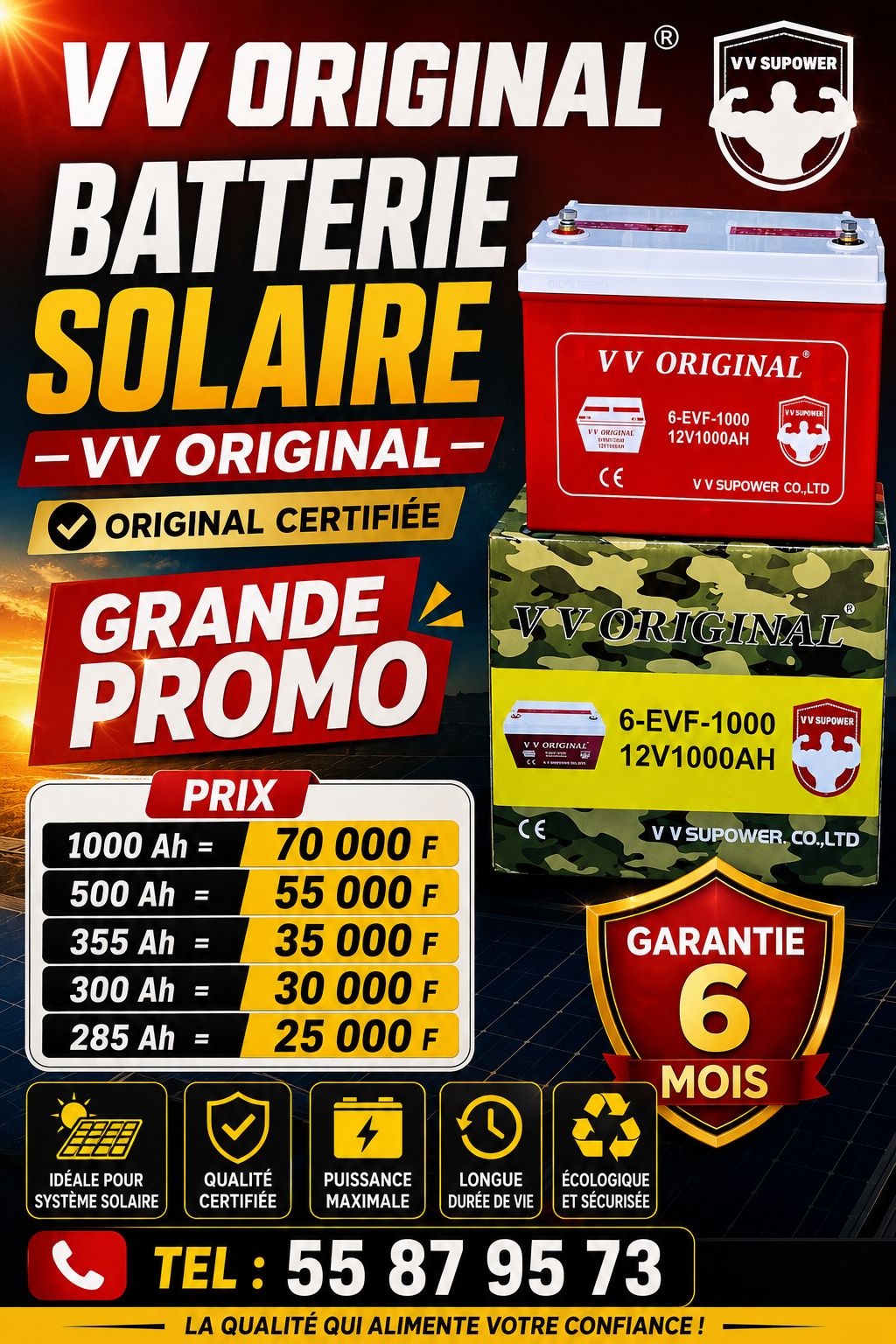 Highman Intelligentia Facebook ad: GRANDE PROMO BATTERIE SOLAIRE VV ORIGINAL