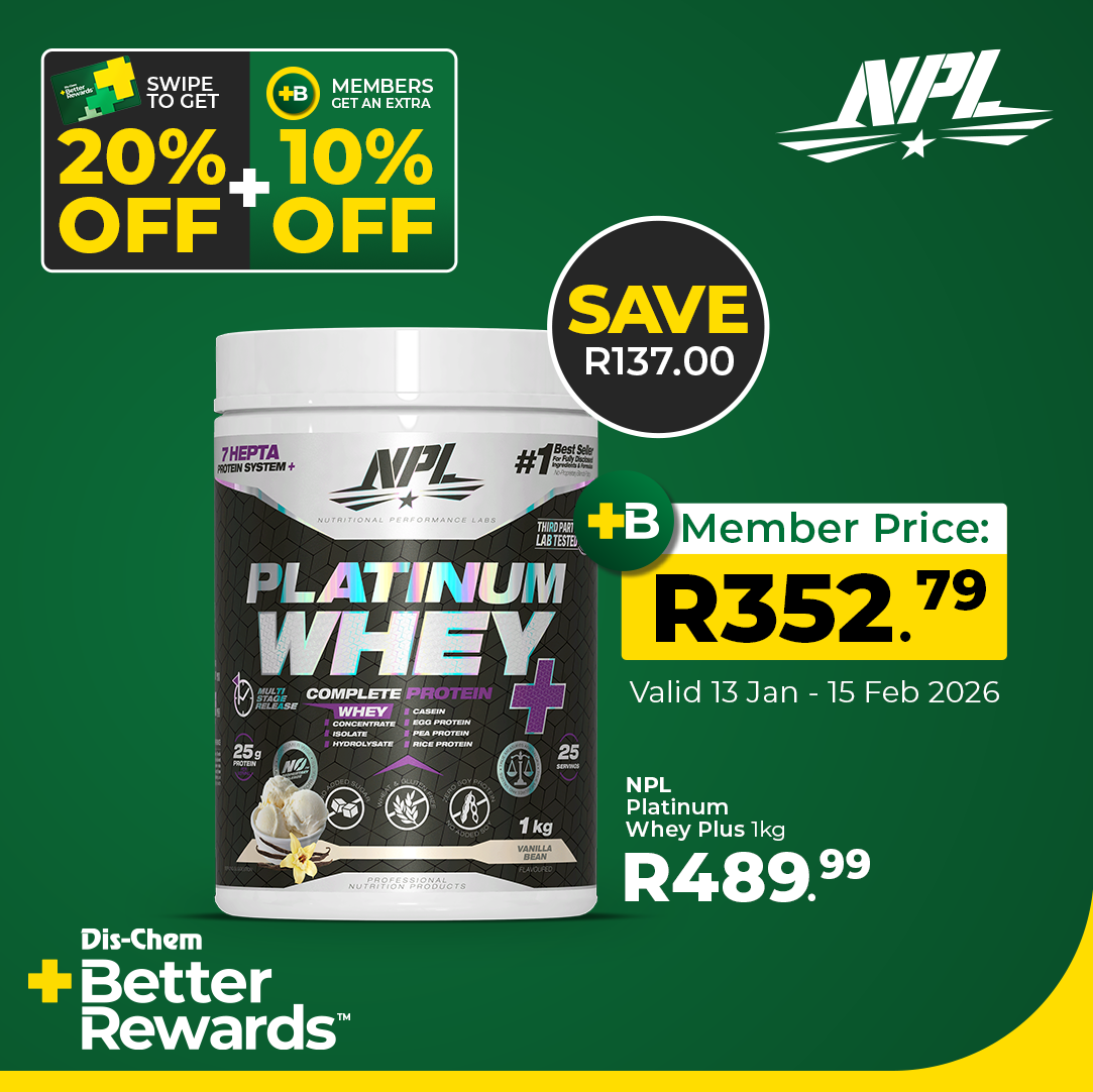 Dis-Chem Living Fit Facebook ad: NPL IS A DIS-CHEM BETTER REWARDS BRAND
