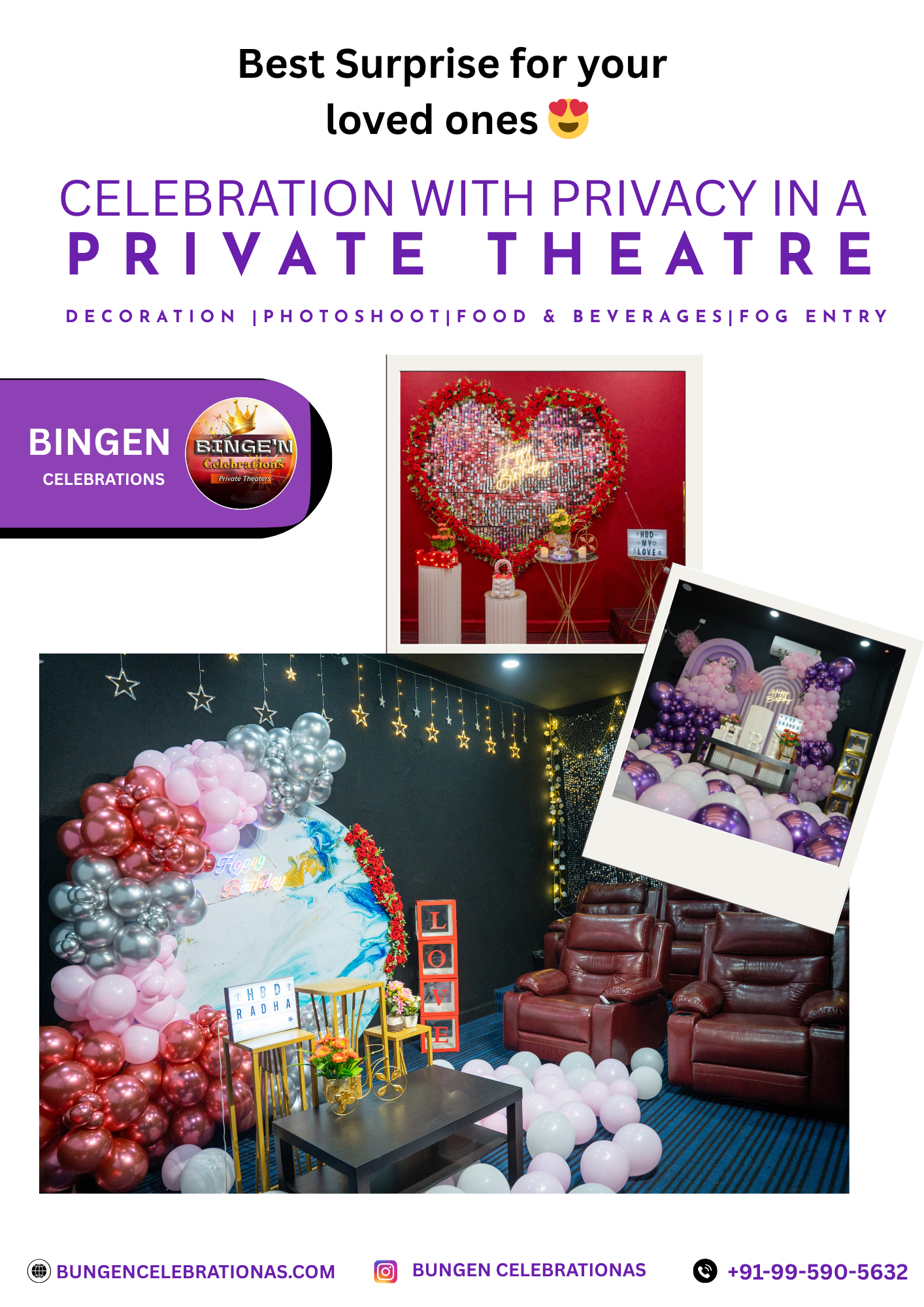 Binge n celebrations Facebook ad: 10% OFF ON BOOKING'S