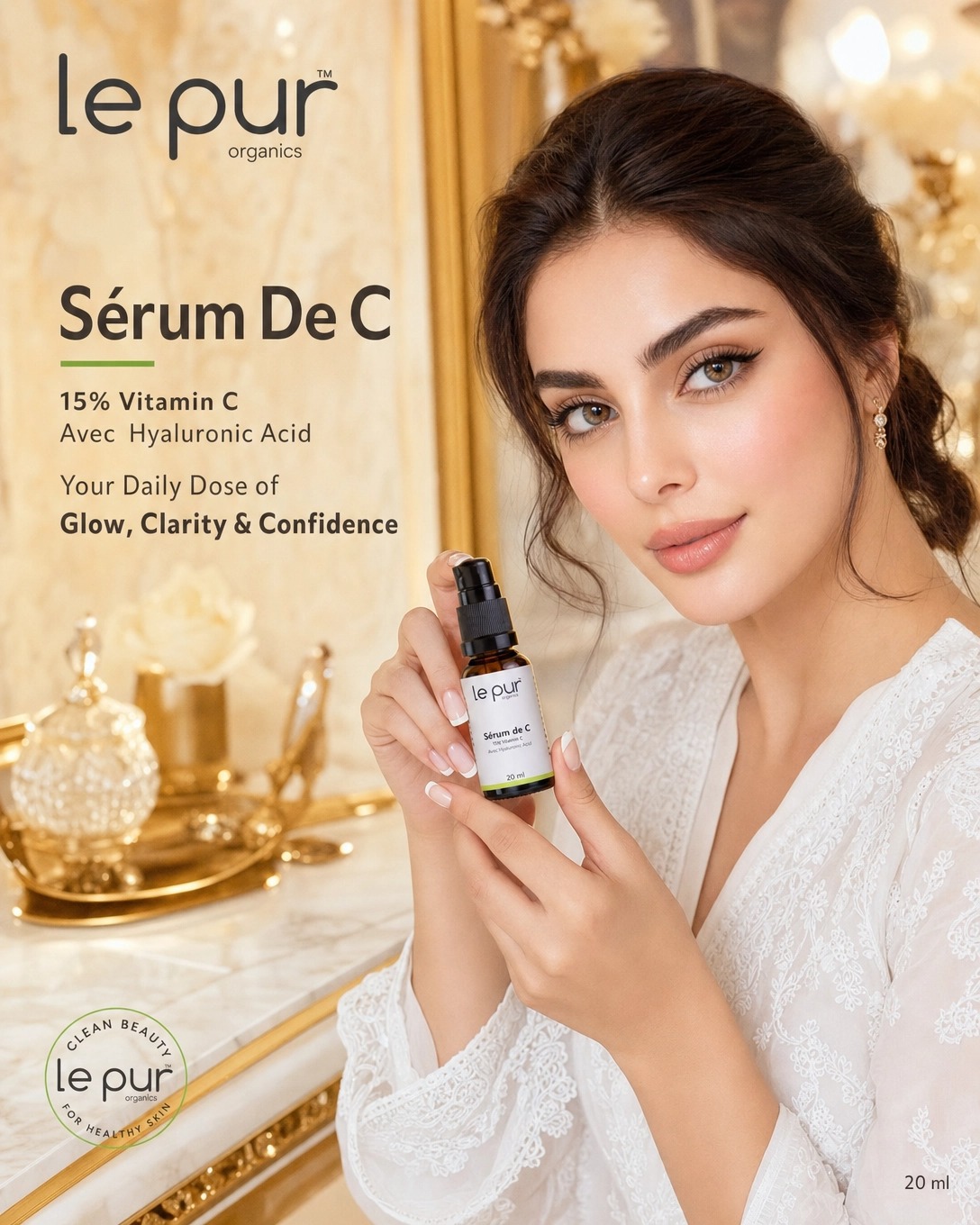 Le Pur Organics Facebook ad: Stop hiding behind heavy foundations.