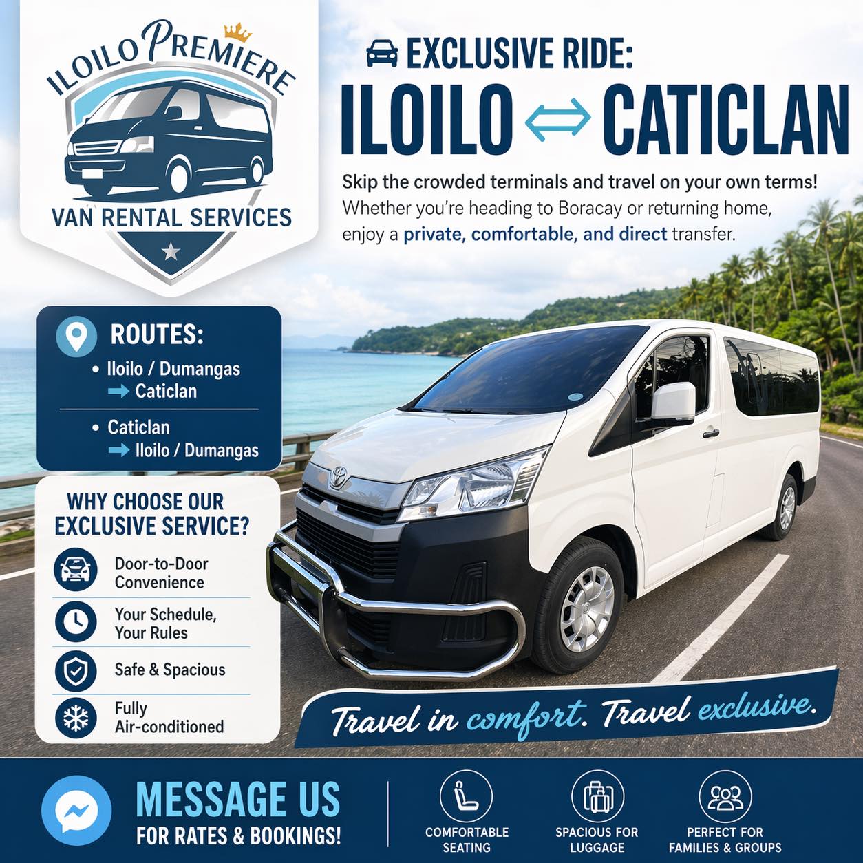 Iloilo Premiere Van Rental Services Facebook ad: 𝗦𝗸𝗶𝗽 𝘁𝗵𝗲 𝗖𝗿𝗼𝘄𝗱: 𝗘𝘅𝗰𝗹𝘂𝘀𝗶𝘃𝗲…