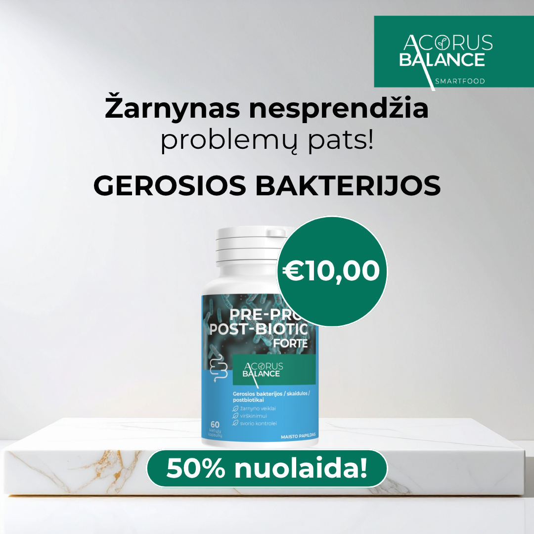 Acorus Balance LT Facebook ad: Viena kapsulė virškinimui su 50% nuolaida