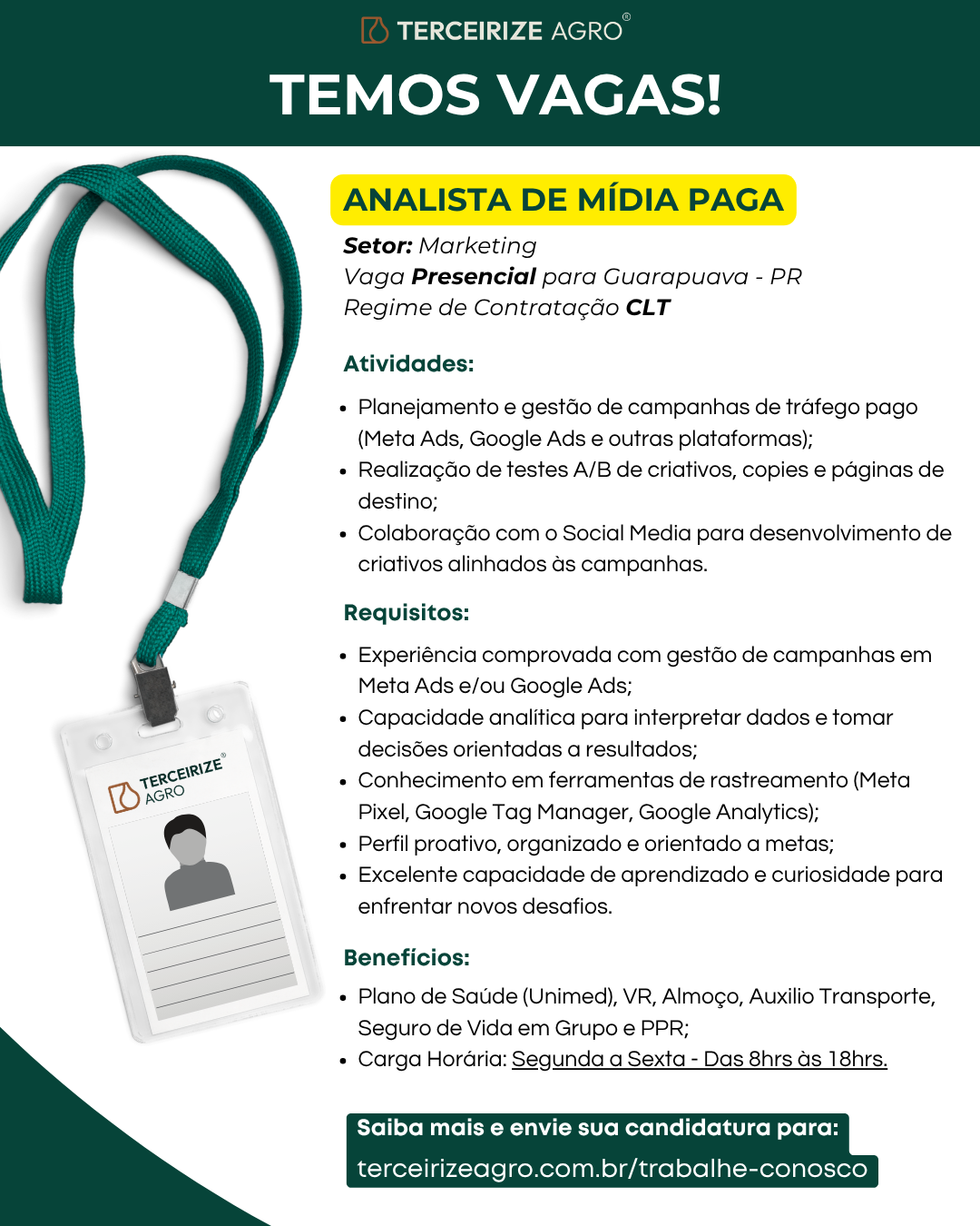 Terceirize Agro Facebook ad: Trabalhe conosco