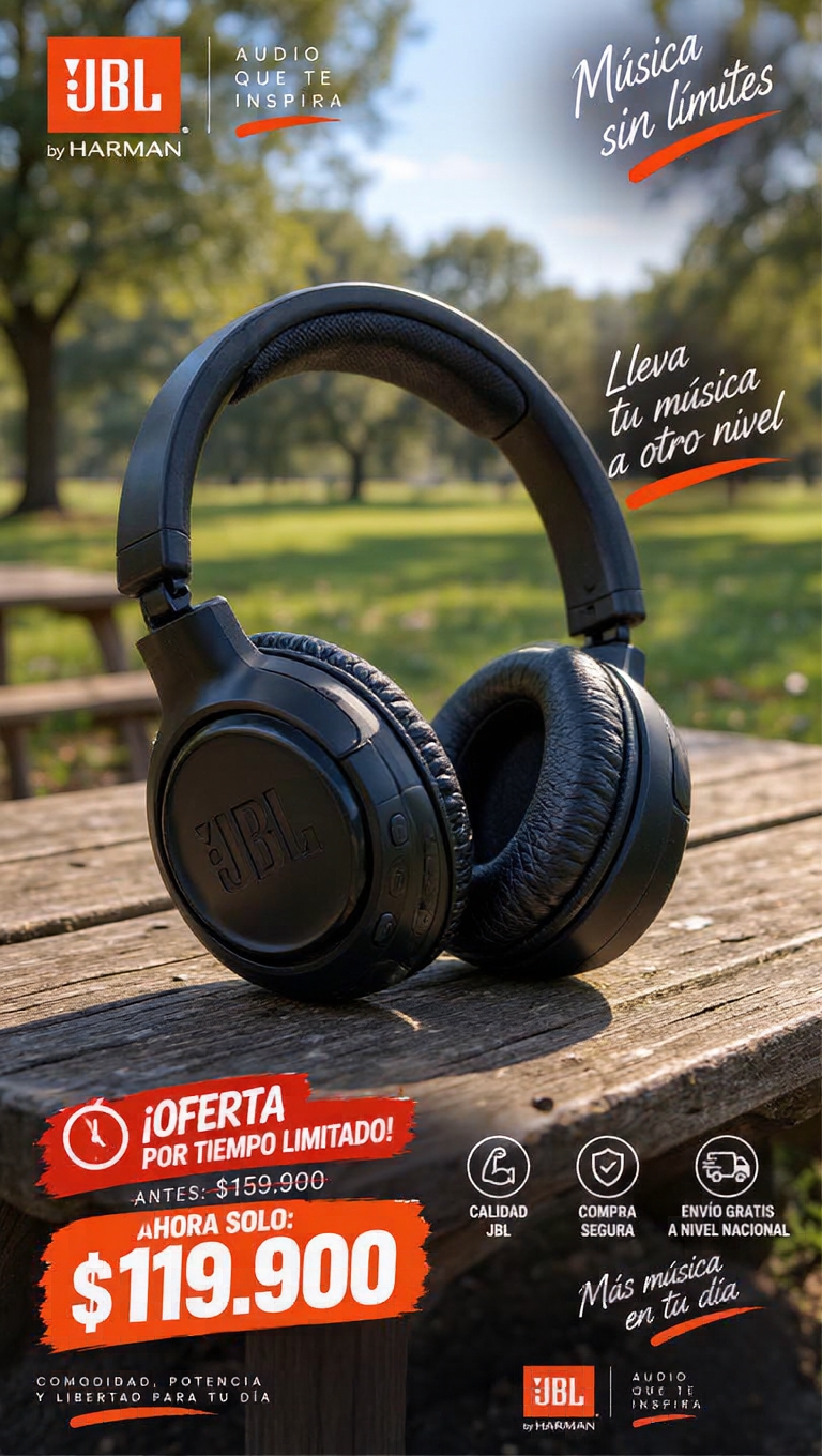 Calidad Total Facebook ad: Diademas JBL Bluetooth