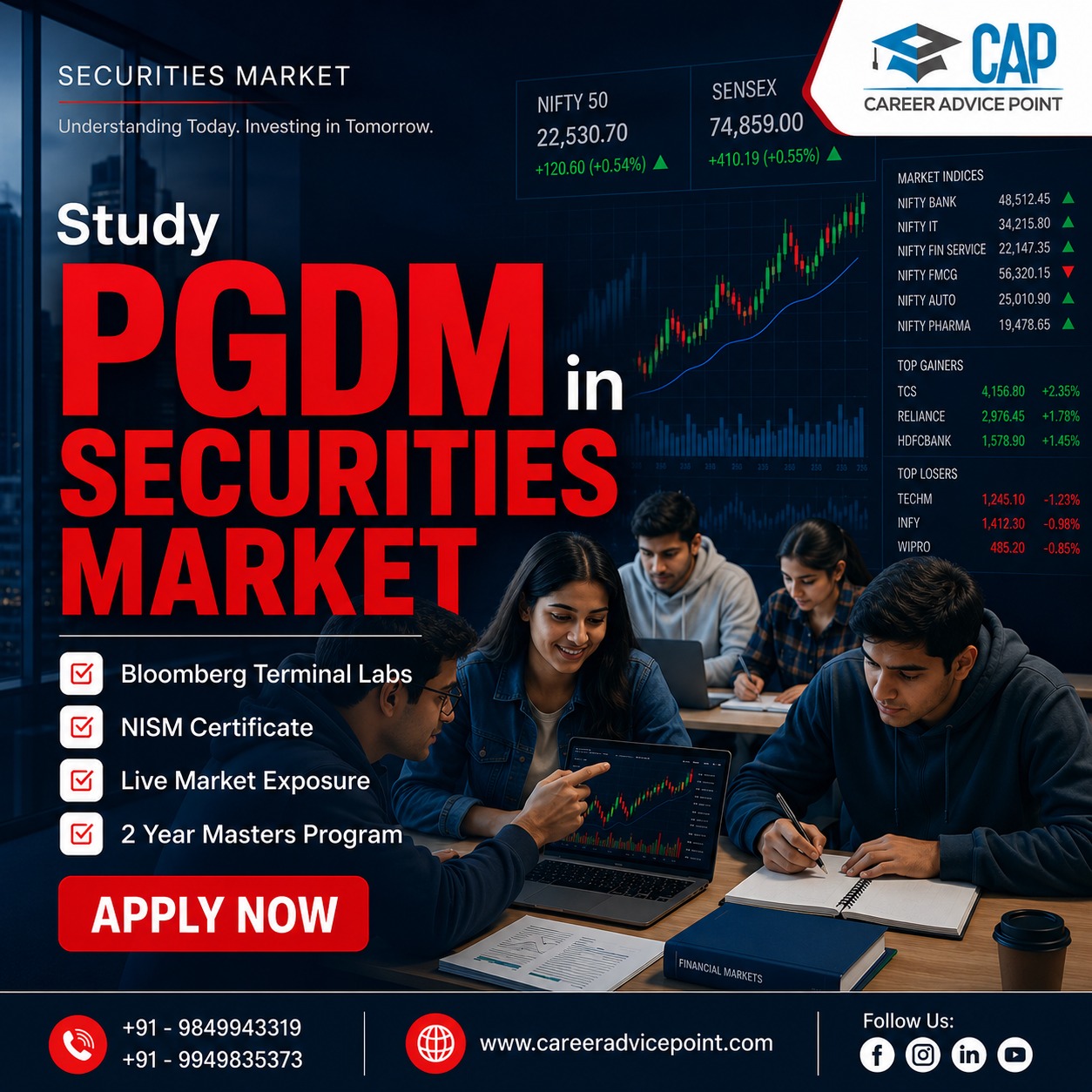 Cap Educational Services Facebook ad: Build a Career in Investments & Financial Markets